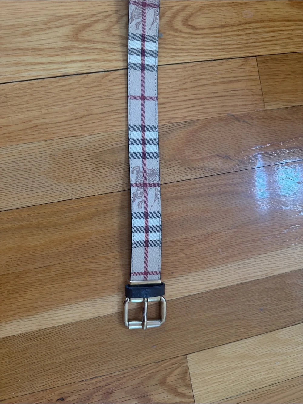 Burberry Beige Nova Check Leather Trim Belt
